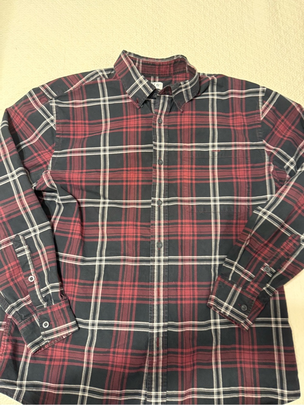 Orvis Men’s Red and Black Plaid Button-Down Shirt flannel size large